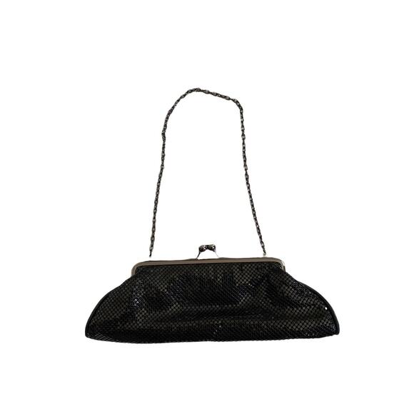 whiting & davis mesh leather bag black convertible purse chain strap clutch - Picture 3 of 11